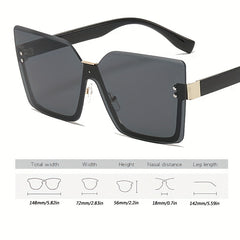 Square Rimless Sunglasses Gradient UV400 Sun Shades for Summer Travel