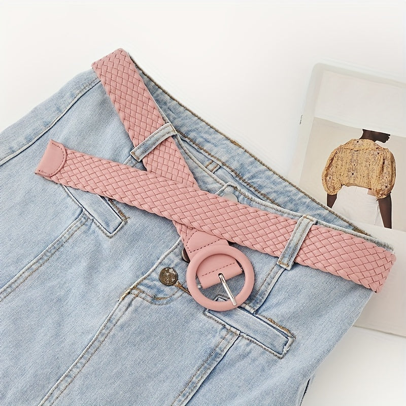 Candy Round Buckle Belt Women Casual Wide Belts Stylish Pants