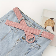 Candy Round Buckle Belt Women Casual Wide Belts Stylish Pants