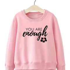 Girls Round Neck Sweatshirt Long Sleeve Top Pullovers