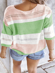 Women's Plus Eyelet Embroidered V Neck Sweater