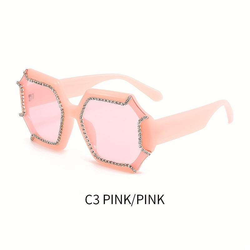 Y2K Polygon Sunglasses Retro Rhinestone UV400 Sun Shades