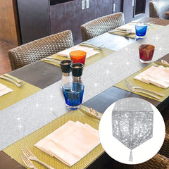 Polyester Table Runner Sequins Glitter Tassel Table Cover for Decor