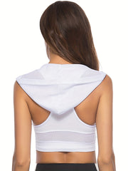 Seamless Hooded Sports Bra Comfy & Breathable Tank Bra