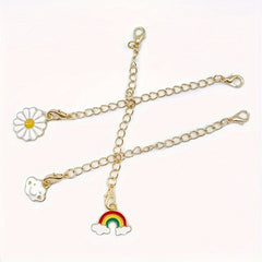 2pcs Daisy Rainbow Chain Charm And Straw Tip Cover Set For Tumbler Water Cup