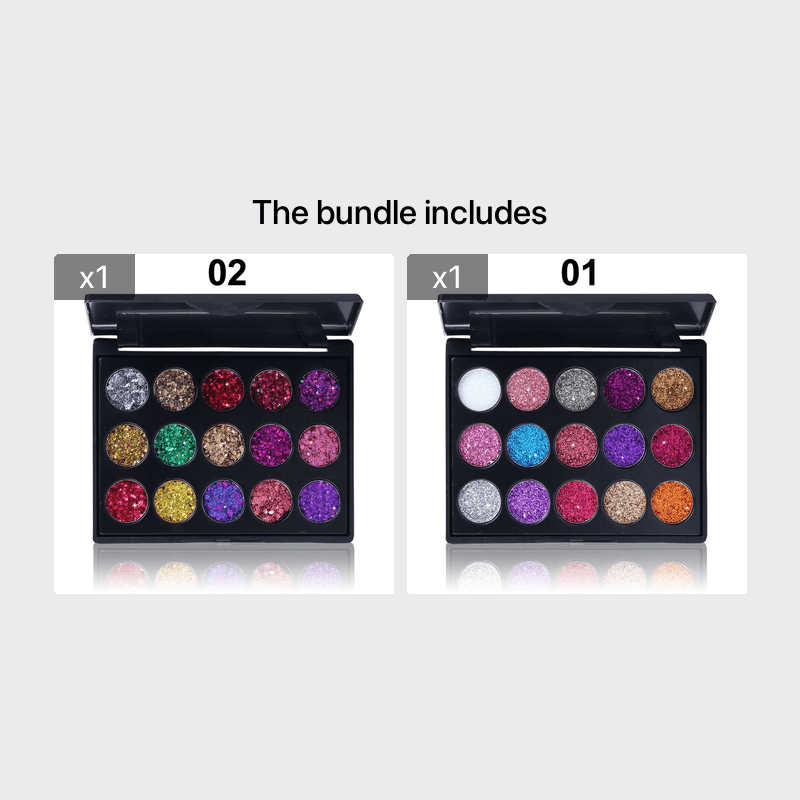 CmaaDu 15-Color Diamond Glitter Eyeshadow Tray - Shallot Powder