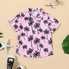Hawaii Coconut Tree Graphic Print Boys Casual Summer Shirt