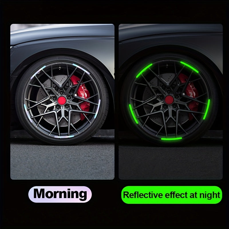 20pcs Wheel Luminous Reflective Stickers Fluorescent Green Stripes