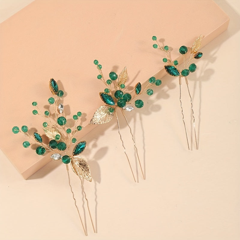 Crystal Jewelry Hairpin U shaped Ponytail Holder Hair Accessories
