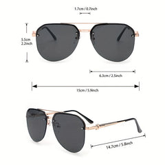 Metal Double Bar Large Frame Aviator Sunglasses