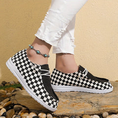 Plaid Print Blocking Skate Shoes Lightweight Comfortable Low Top Sport Shoes