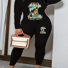 Bird & Slogan Print Top & Leggings Set