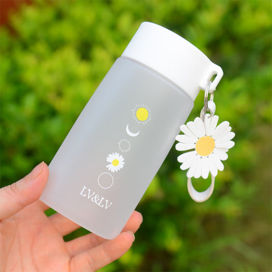 Daisy Water Bottle Plastic Flowers Pattern Indoor Outdoor Water Cup 500ml