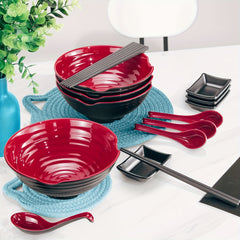 4-in-1 Tableware Set with Bowls, Chopsticks, Sauce Trays, and Spoons