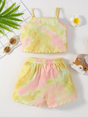 Girls Camisole & Shorts Set Gradient Casual Summer Kids Clothes