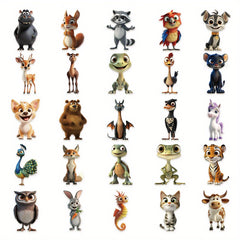 50pcs Animal Stickers Vintage Decals for DIY Luggage & Party Doodle Art