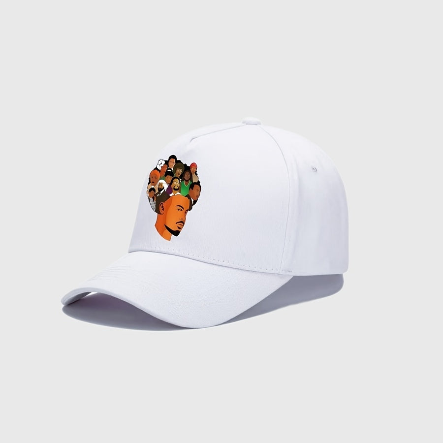 Casual Retro Printed Sun Hat Cotton Adjustable Peaked Cap