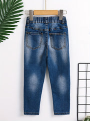 Boys Elastic Waist Ripped Jeans Denim Pants