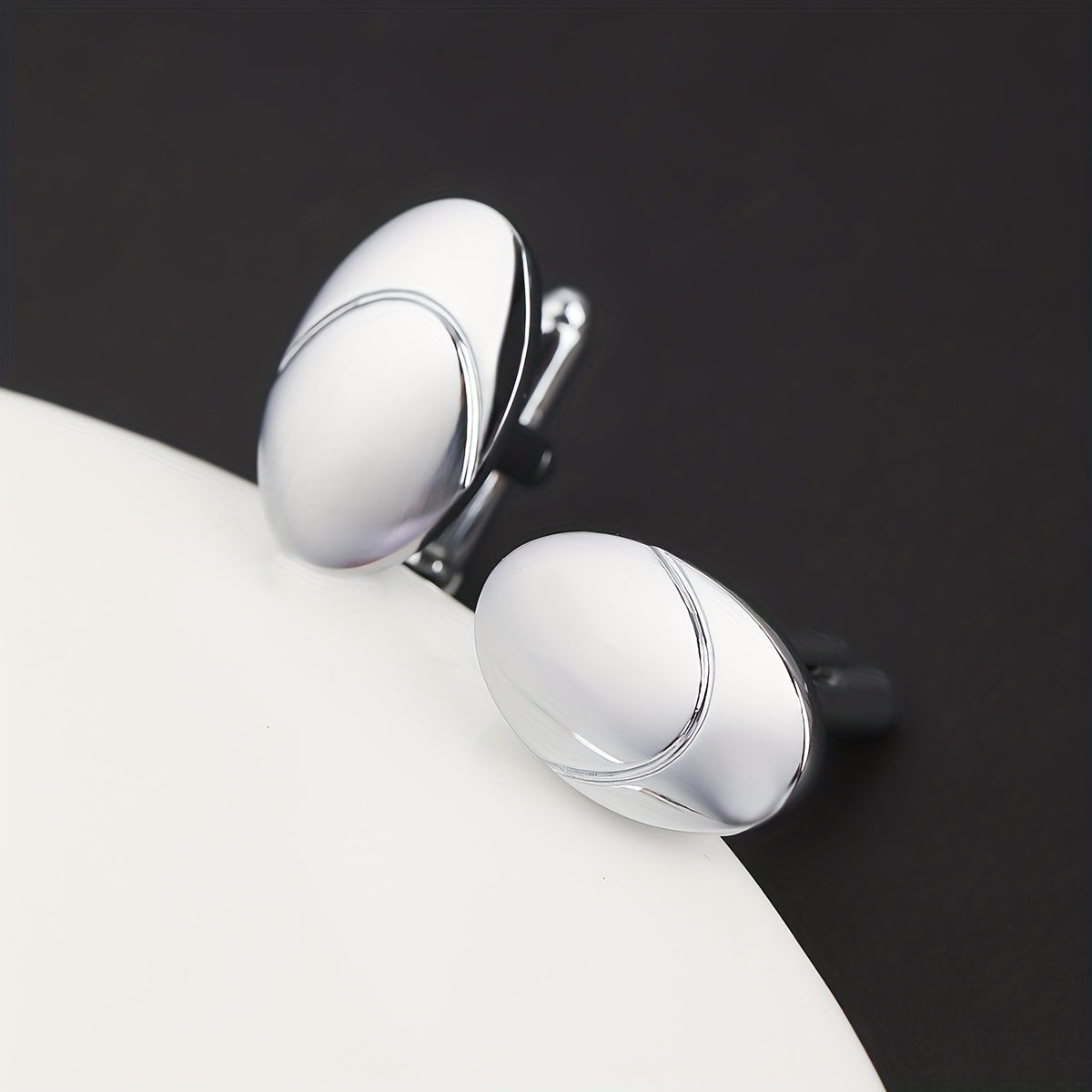 Glossy Nail-Shaped Business French Cufflinks 2-Pack