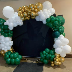 Green Golden Confetti Balloons 12 Inch with Ribbons