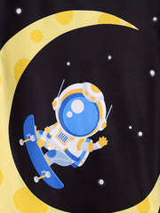 Boy's 2pcs Astronaut Skateboard Pajama Set