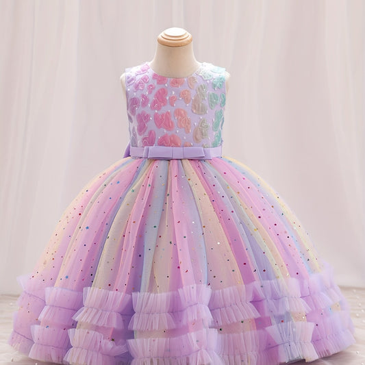 Girls Ombre Heart Appliques Tutu Dress For Party Birthday