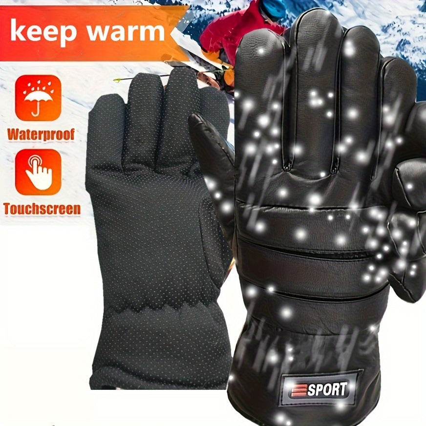 Men's Winter Warm Leather Gloves Touch Screen Thickened And Velvet Outdoor
