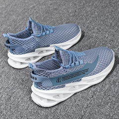 Men's Breathable Lace Up Knitted Blade Sneakers -Casual Outdoor Walking Shoes