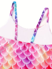 Mermaid Costume Swimsuit Bikini for Girls Gradient Fish Scale Print