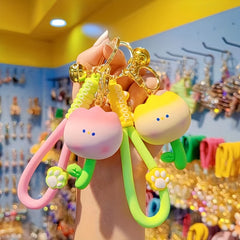 Cartoon Resin Tulip Keychain Doll Keyring Small Ornament For Car Bag