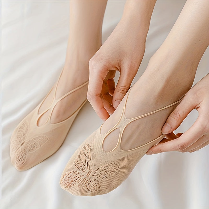 4 Pairs Butterfly Cut Out Low Cut Ankle Socks Women's Stockings