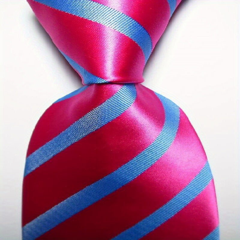 Stripe Pattern 3 Yellow Green Men's Tie