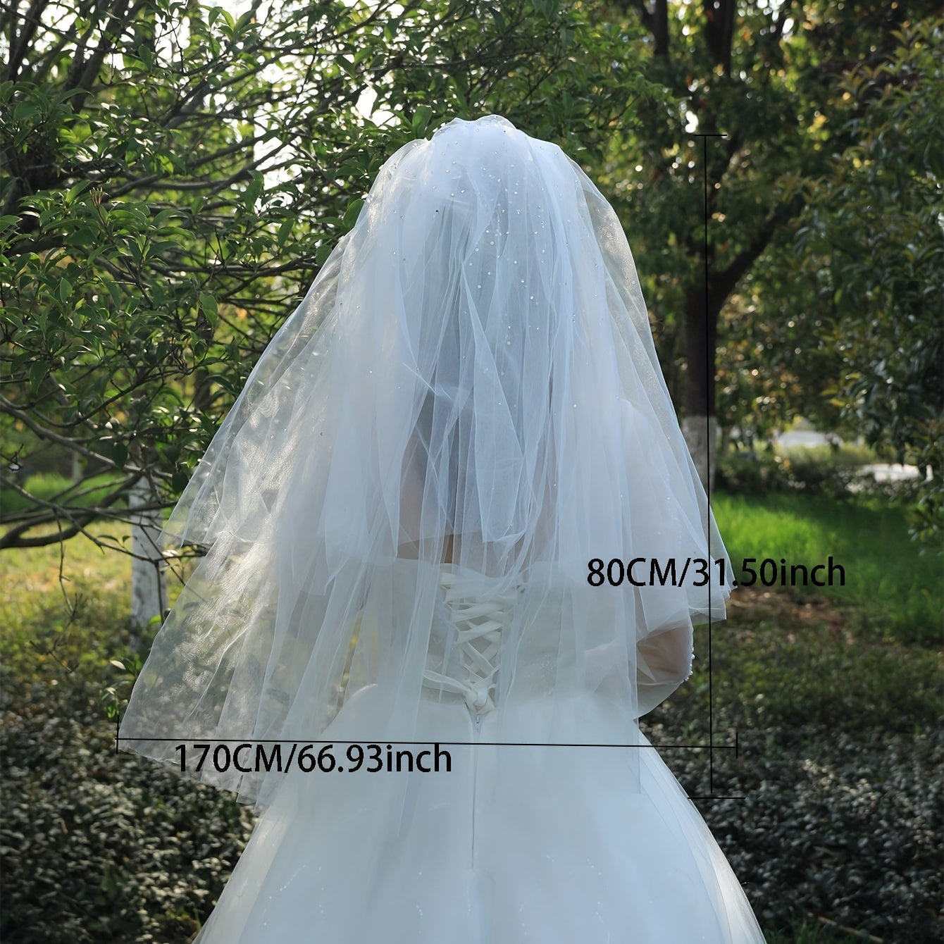 Bridal Veil Rhinestone Long Mesh Veil Hair Accessory
