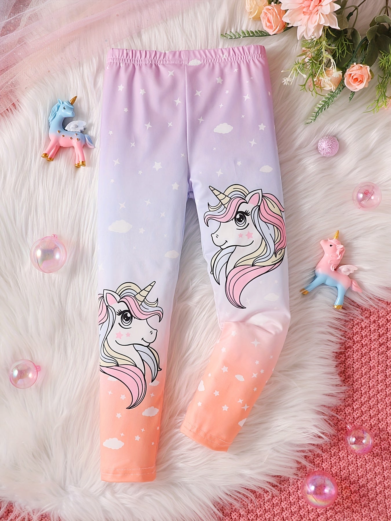 Toddler Girls Rainbow Unicorn Graphic Leggings Pants