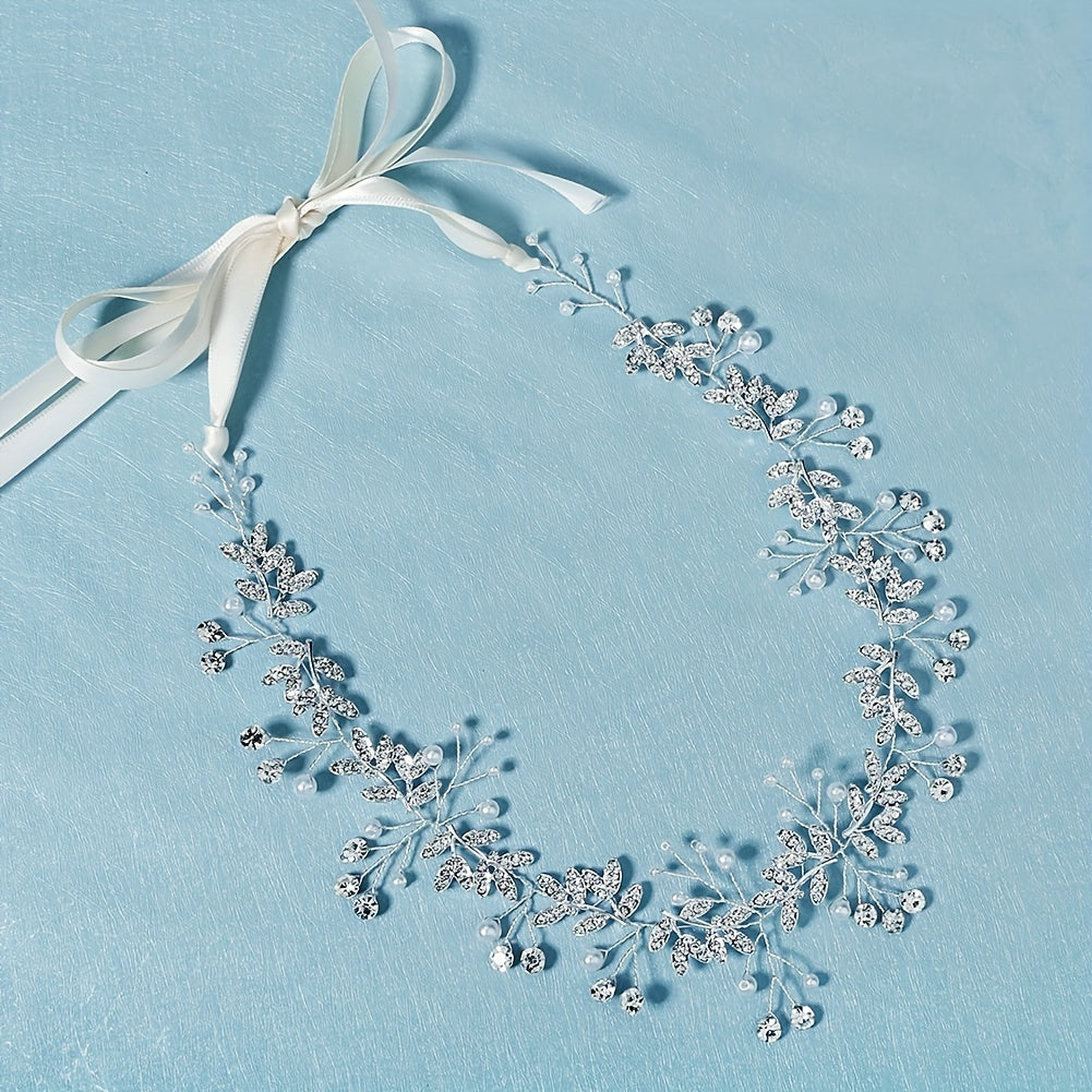 Rhinestone Crystal Pearl Headband Bridal Hair Accessory