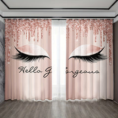 Large Eyelash Printed Curtain Rod Pocket Curtains - 2pc Home Decor