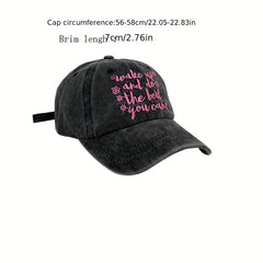 Pink Letter Embroidery Baseball Cap Vintage Distressed Dad Hat