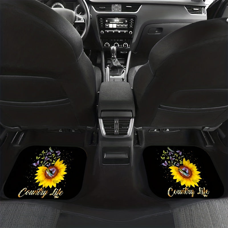Sunflower & Butterfly Car Seat Covers Set Front & Rear Seat Mats Car Interior