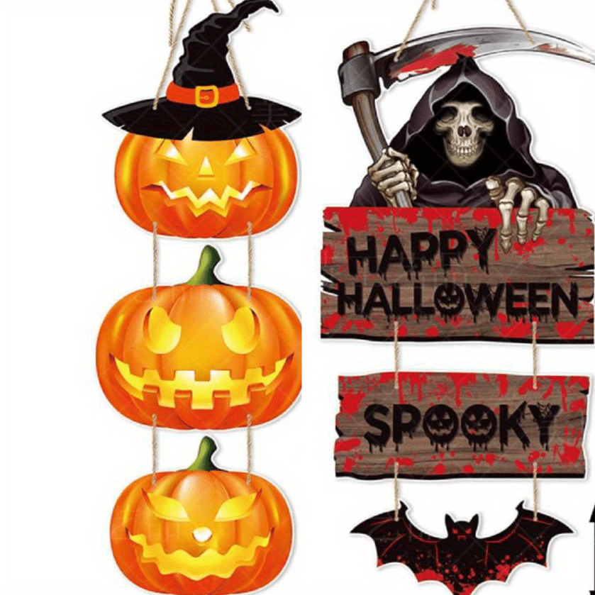 Halloween Party Decoration Pumpkin Bat Door Hanging Ghost Scene Charm