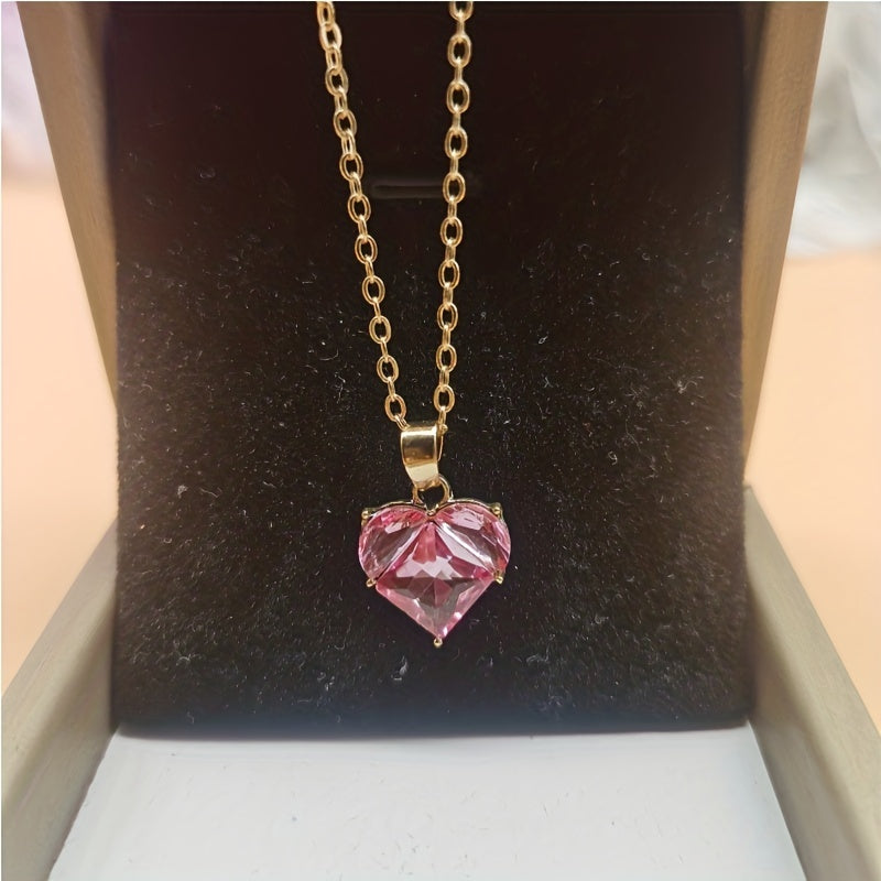 Pink Heart Pendant Necklace for Girls Y2K Jewelry Accessories