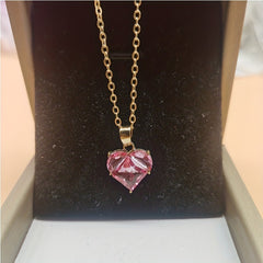Pink Heart Pendant Necklace for Girls Y2K Jewelry Accessories