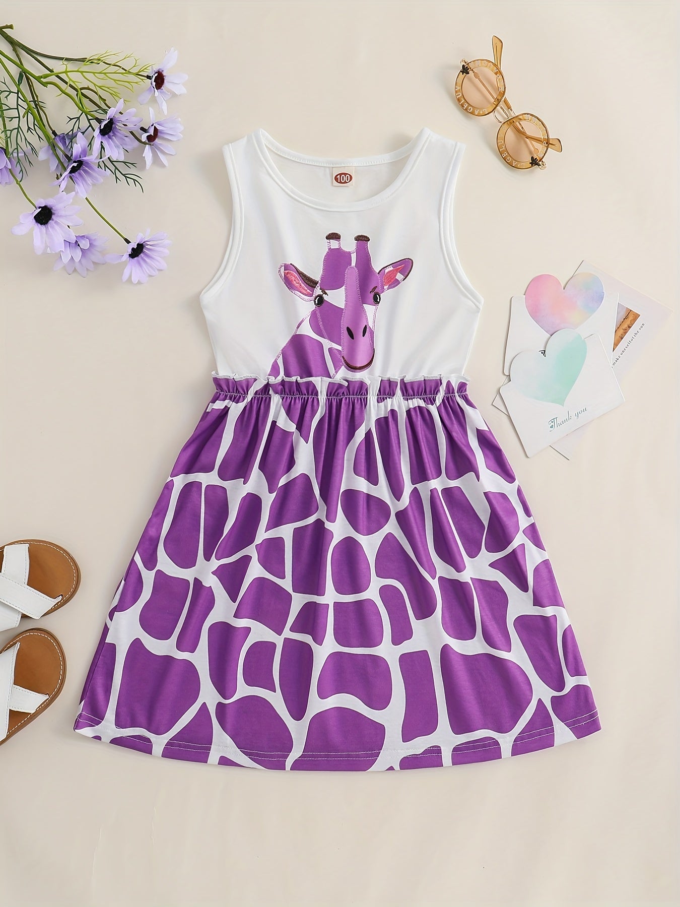 Toddler Girls Giraffe Embroidery Dress Casual Summer Clothes