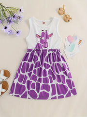 Toddler Girls Giraffe Embroidery Dress Casual Summer Clothes