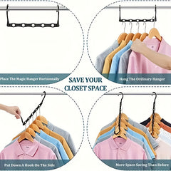 5pcs Plastic Hangers 5 Hole Magic Clothes Hanger For Clothes Storage