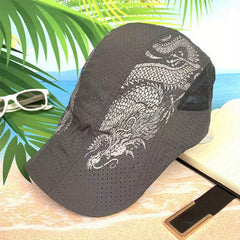 Men Women Quick-drying Long Dragon Pattern Sports Cap
