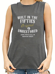 Letter Print Tank Top Sleeveless Casual Summer Women's Cloth