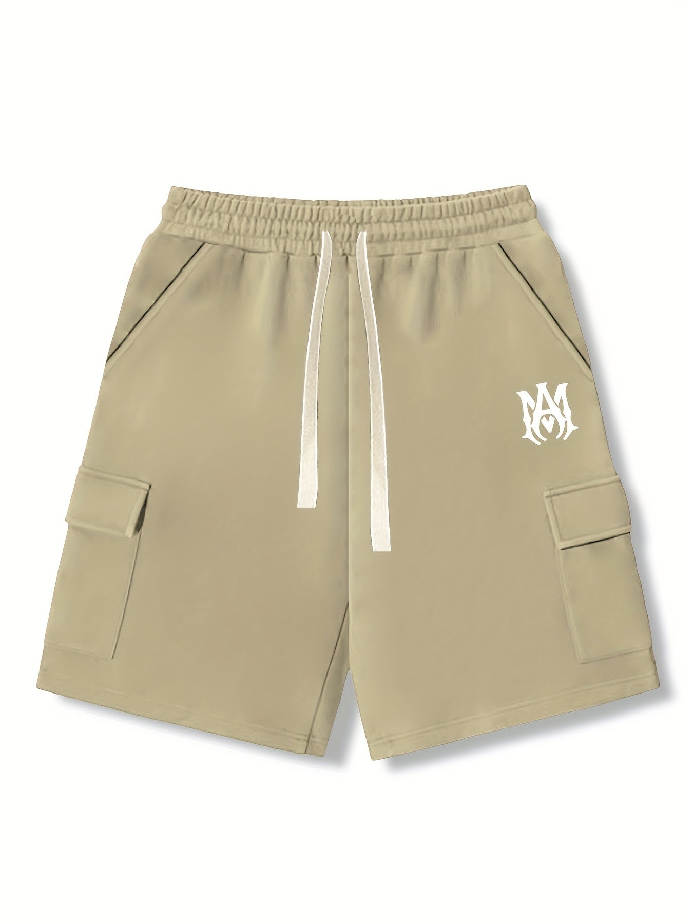 Men's Solid Comfy Cargo Shorts Summer Elastic Waist Drawstring