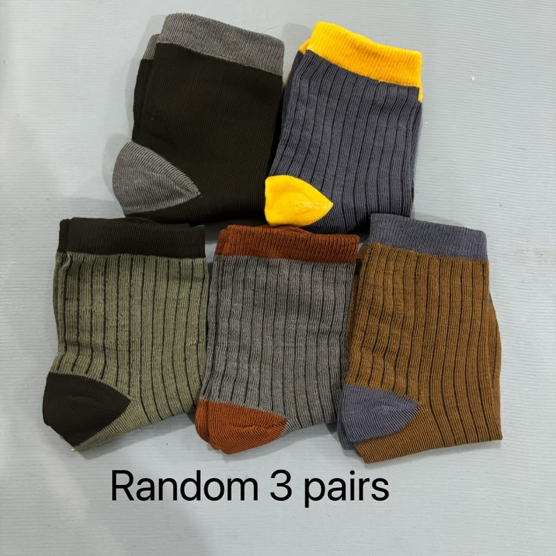 Men's Block Crew Socks Breathable Casual Unisex Socks