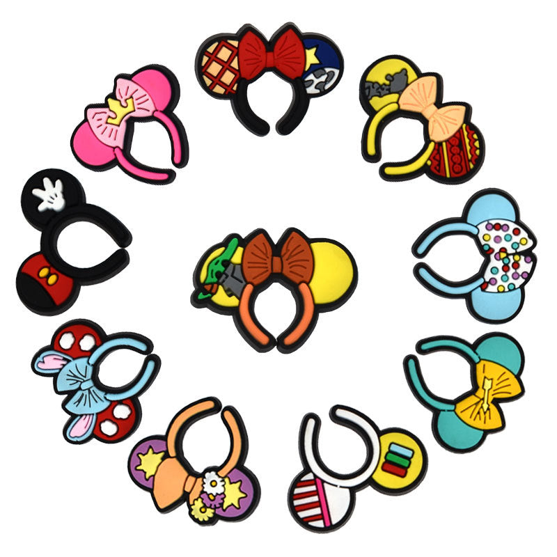 10pcs Headband Pattern Shoe Decorations Charms Clogs Slipper PVC Shoe Dec