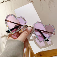 Kids Rhinestone Heart Sunglasses UV Protection